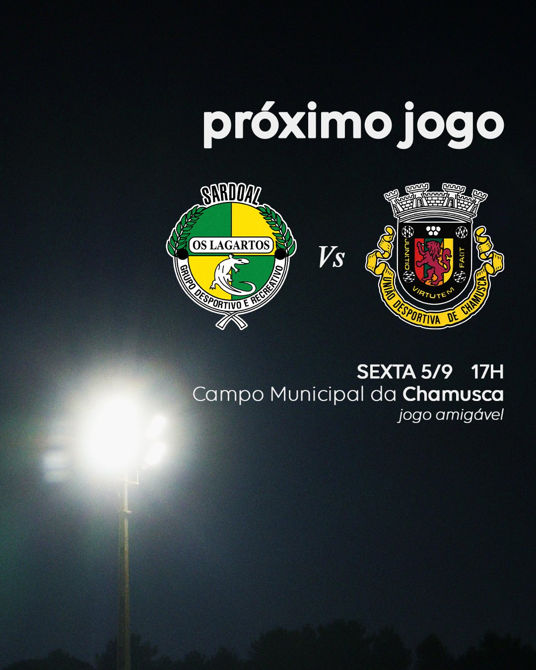 Próximo jogo: Os Lagartos vs União Desportiva de Chamusca
